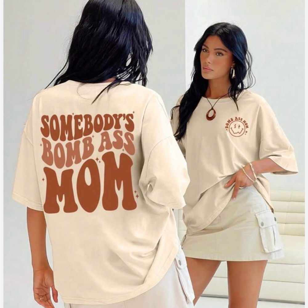 SHEIN Cream Brown Short Sleeve Tee Retro Graphic